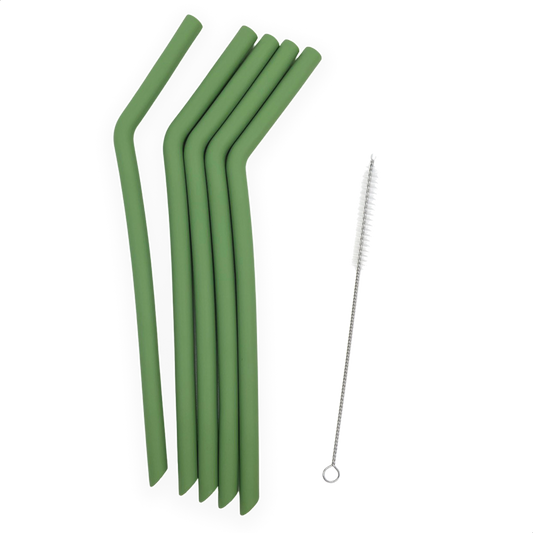 Smikkels herbruikbare siliconen rietjes XL groen met borsteltje