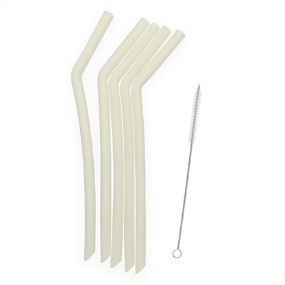 Smikkels herbruikbare siliconen rietjes XL wit met borsteltje