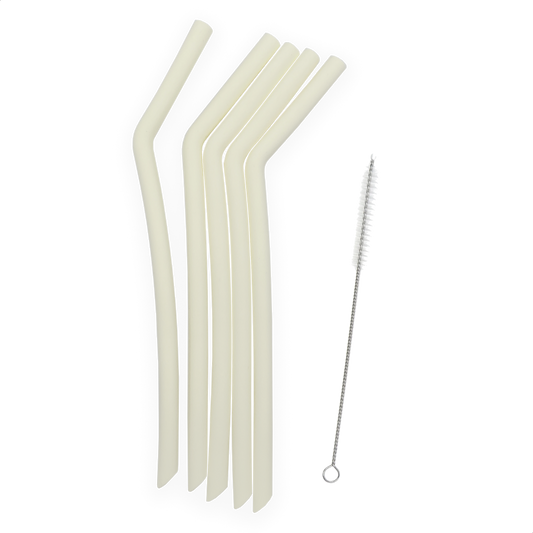 Smikkels herbruikbare siliconen rietjes XL wit met borsteltje