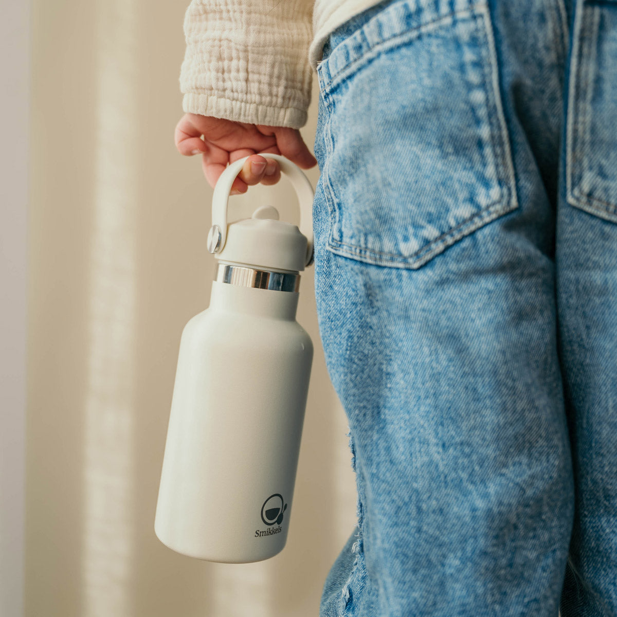 Smikkels RVS thermos drinkfles wit sfeer