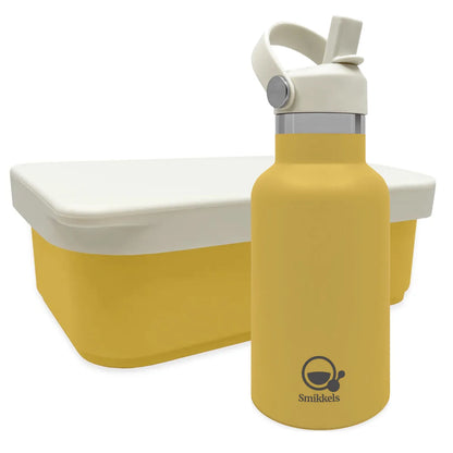 RVS lunchset thermos/siliconen - Geel