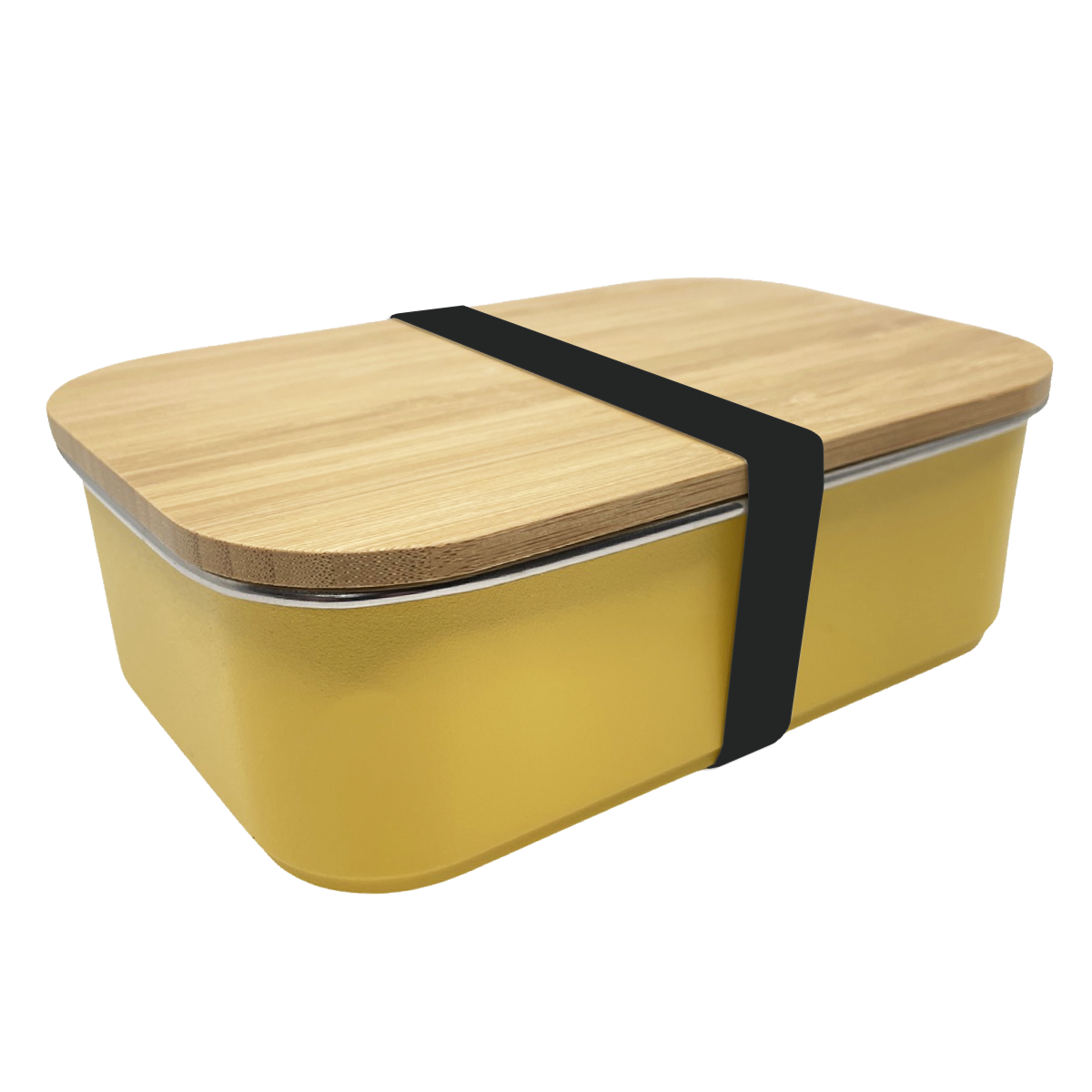 Gele Smikkels RVS lunchbox met zwarte elastiek