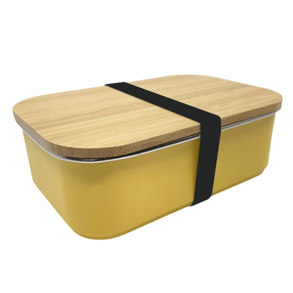 Gele Smikkels RVS lunchbox met zwarte elastiek