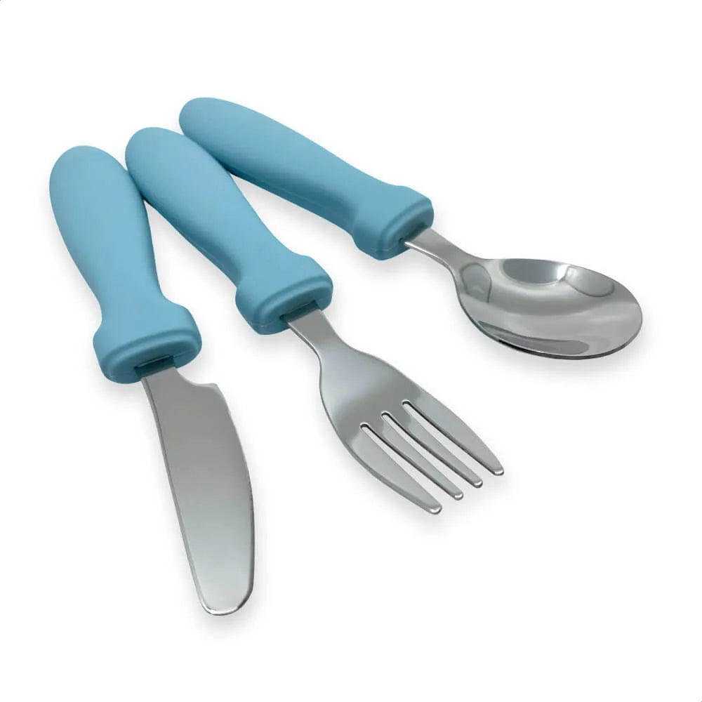Siliconen kinderbestek blauw