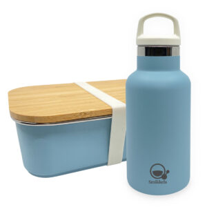 Set RVS lunchbox met thermos drinkfles - Blauw Smikkels