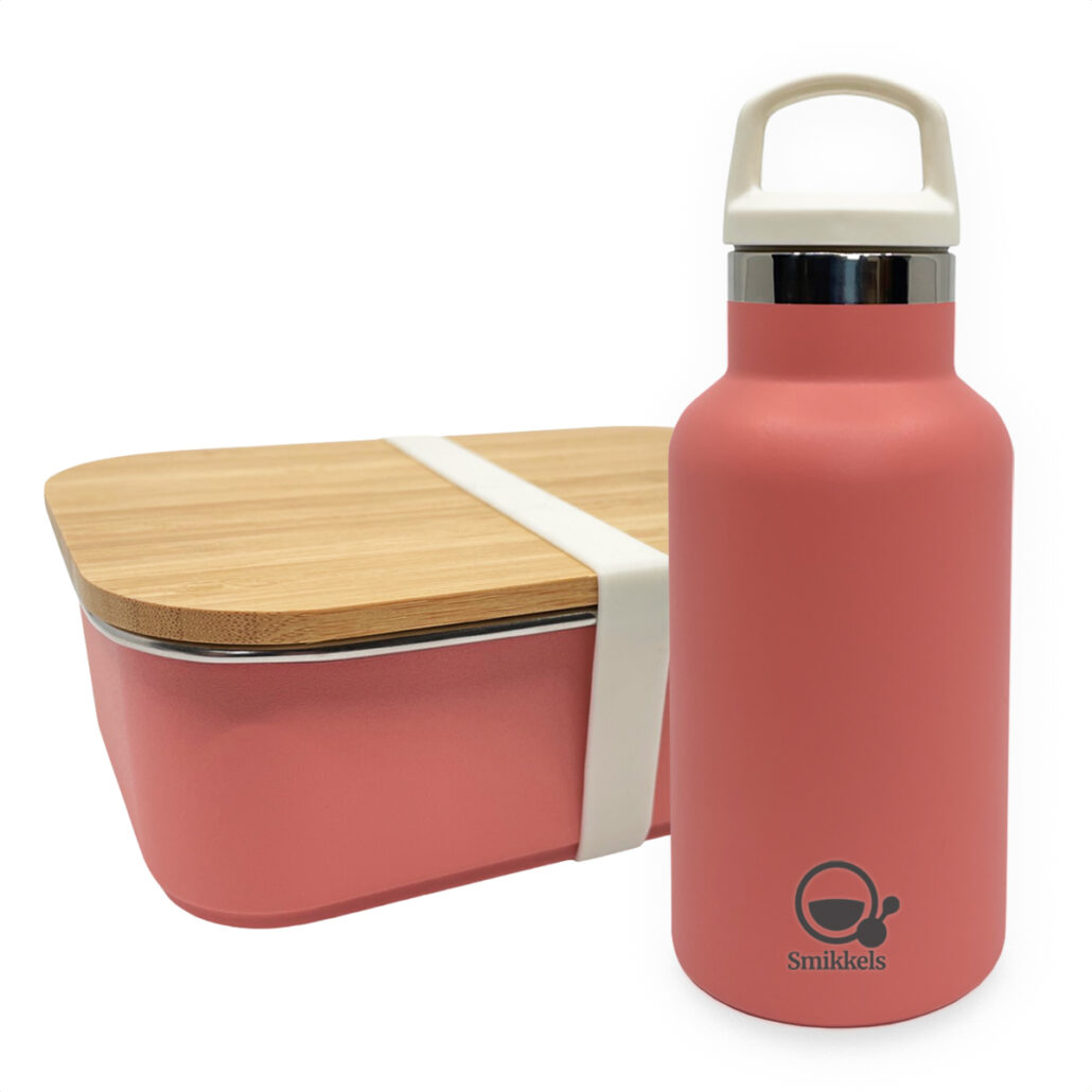 Set RVS lunchbox met thermos drinkfles - Roze Smikkels
