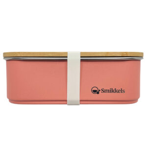 Roze RVS Lunchbox broodtrommel met elastiek