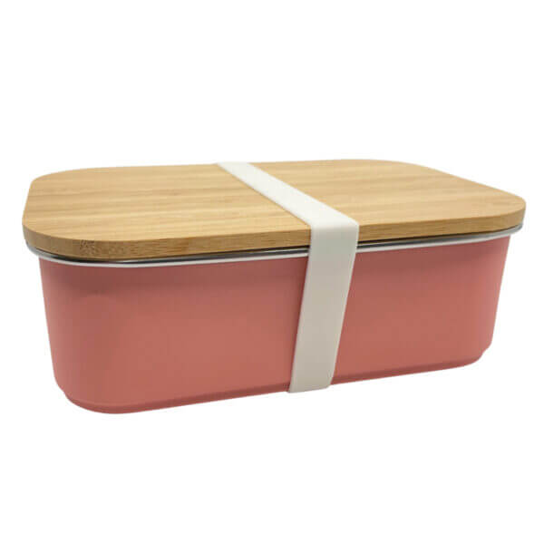 RVS Lunchbox 900ml roze Smikkels Broodtrommel zijkant