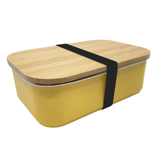 Lunchbox geel 900ml elastiek zwart Smikkels