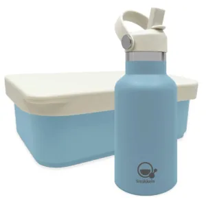 RVS lunchset thermos/siliconen - Blauw