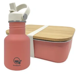 RVS Lunchset met vernieuwde rietjesdop - Roze